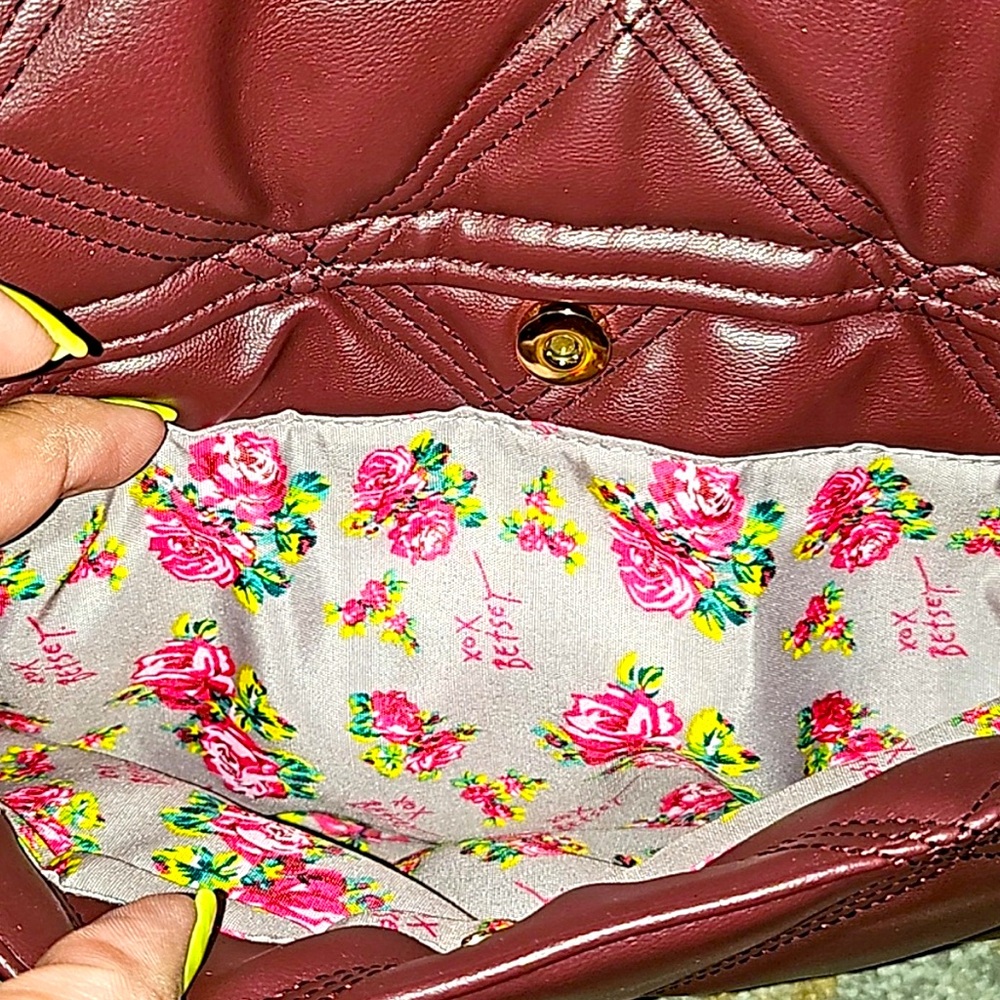 Betsey Johnson maroon Quilted bag
